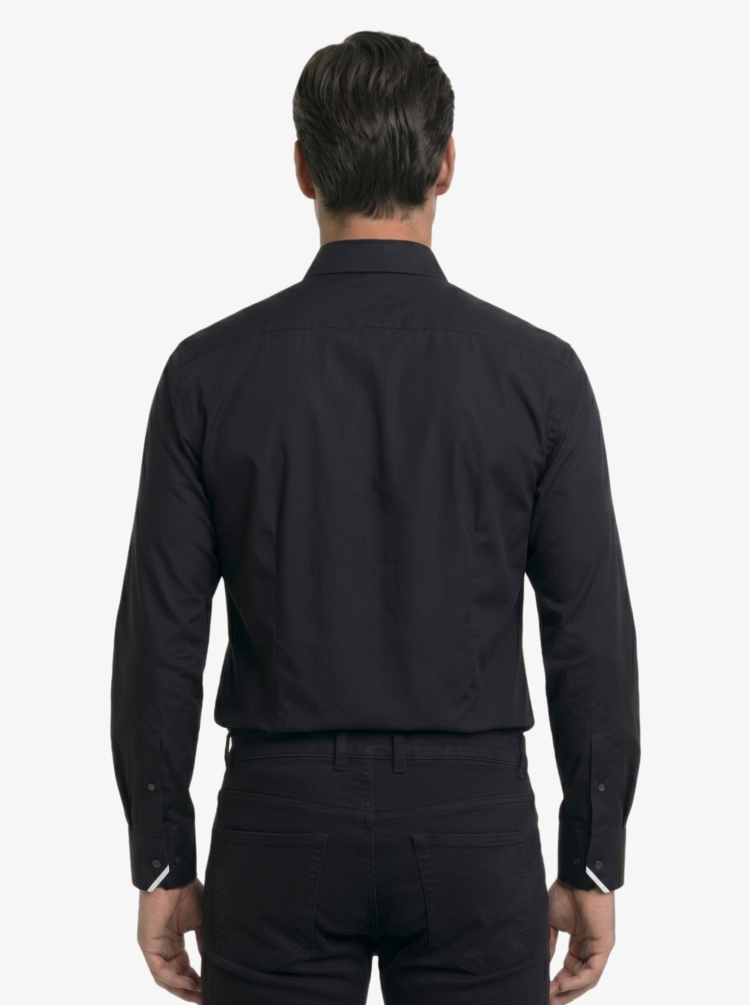 Manchester Camisa de Vestir Lisa Corte Slim Fit Cuello Roma color negro para hombre