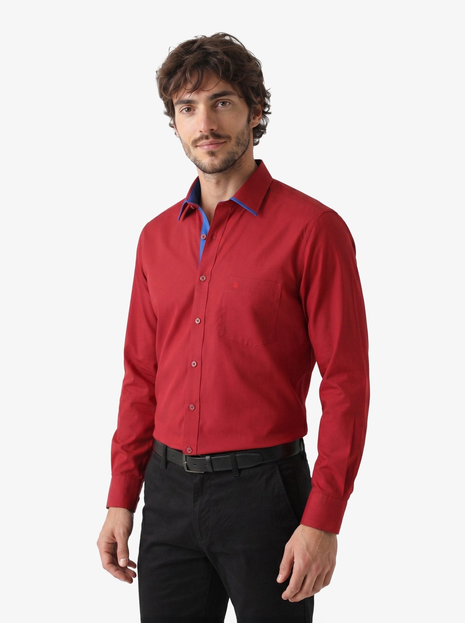 Manchester Camisa de Vestir Lisa Corte Slim Fit Cuello Roma - Manchester