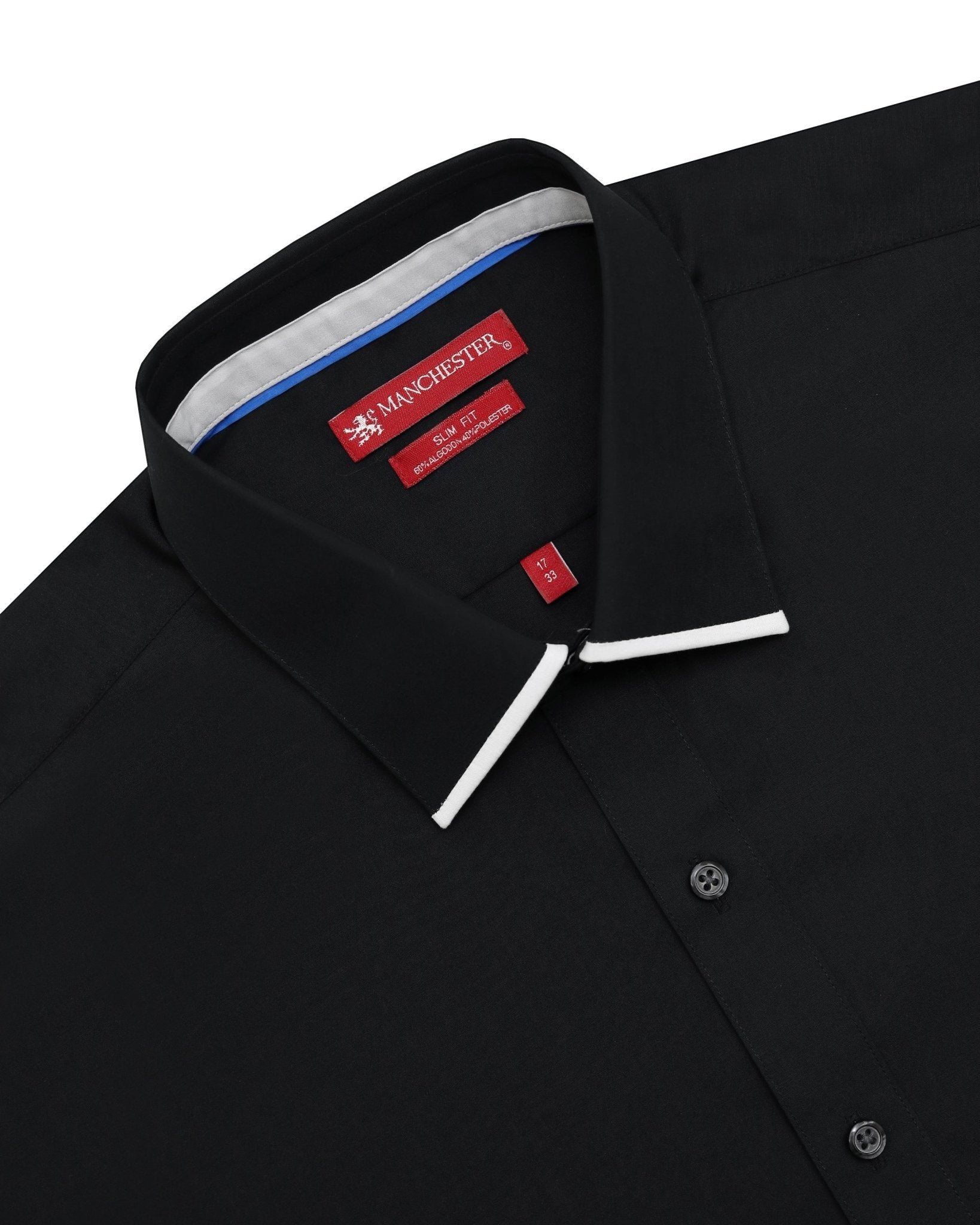 Manchester Camisa de Vestir Lisa Corte Slim Fit Cuello Roma - Manchester