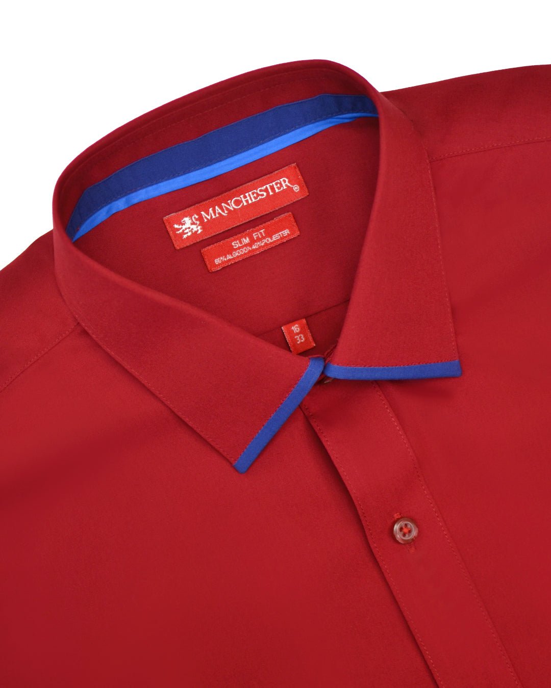 Manchester Camisa de Vestir Lisa Corte Slim Fit Cuello Roma - Manchester