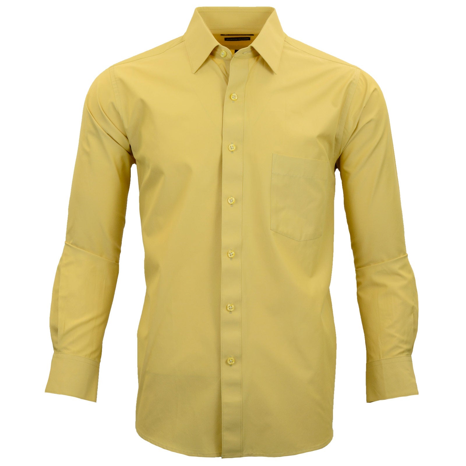 Manchester Camisa de Vestir Lisa en Algodón - Poliéster con Cuello Boss y Puño de Pico - Manchester