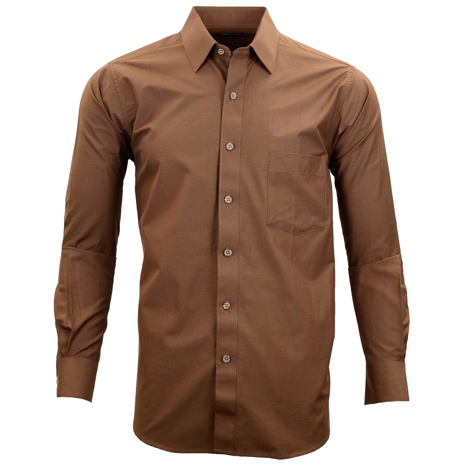 Manchester Camisa de Vestir Lisa en Algodón - Poliéster con Cuello Boss y Puño de Pico - Manchester
