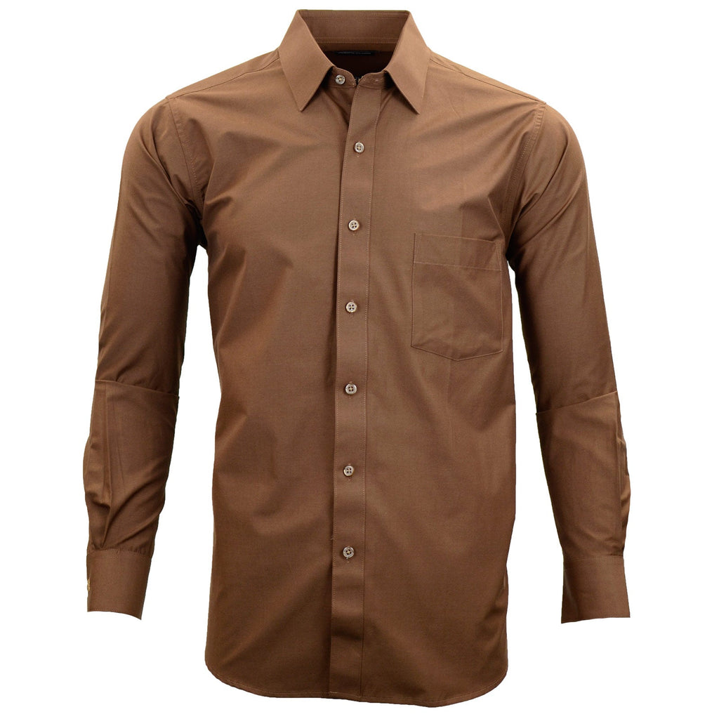 Manchester Camisa de Vestir Lisa en Algodón - Poliéster con Cuello Boss y Puño de Pico - Manchester