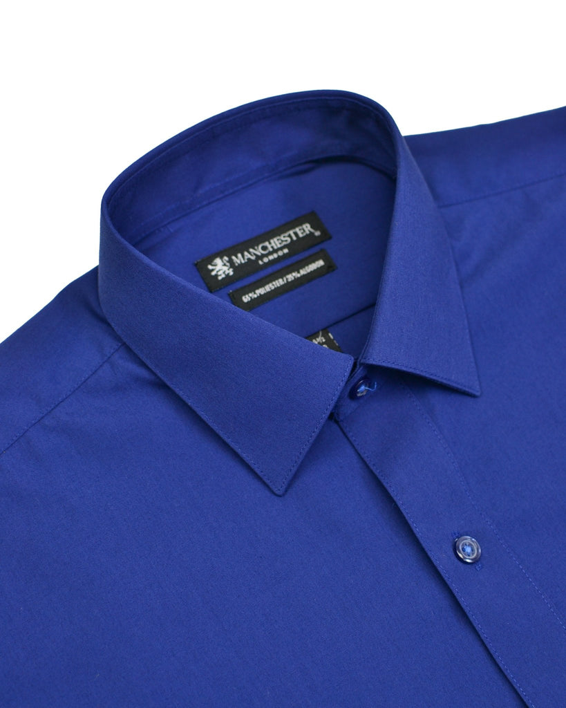 Manchester Camisa de Vestir Lisa Poliéster y Algodón Manga Larga - Manchester