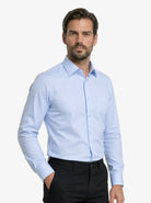 Manchester Camisa de Vestir Lisa Poliéster y Algodón Manga Larga - Manchester