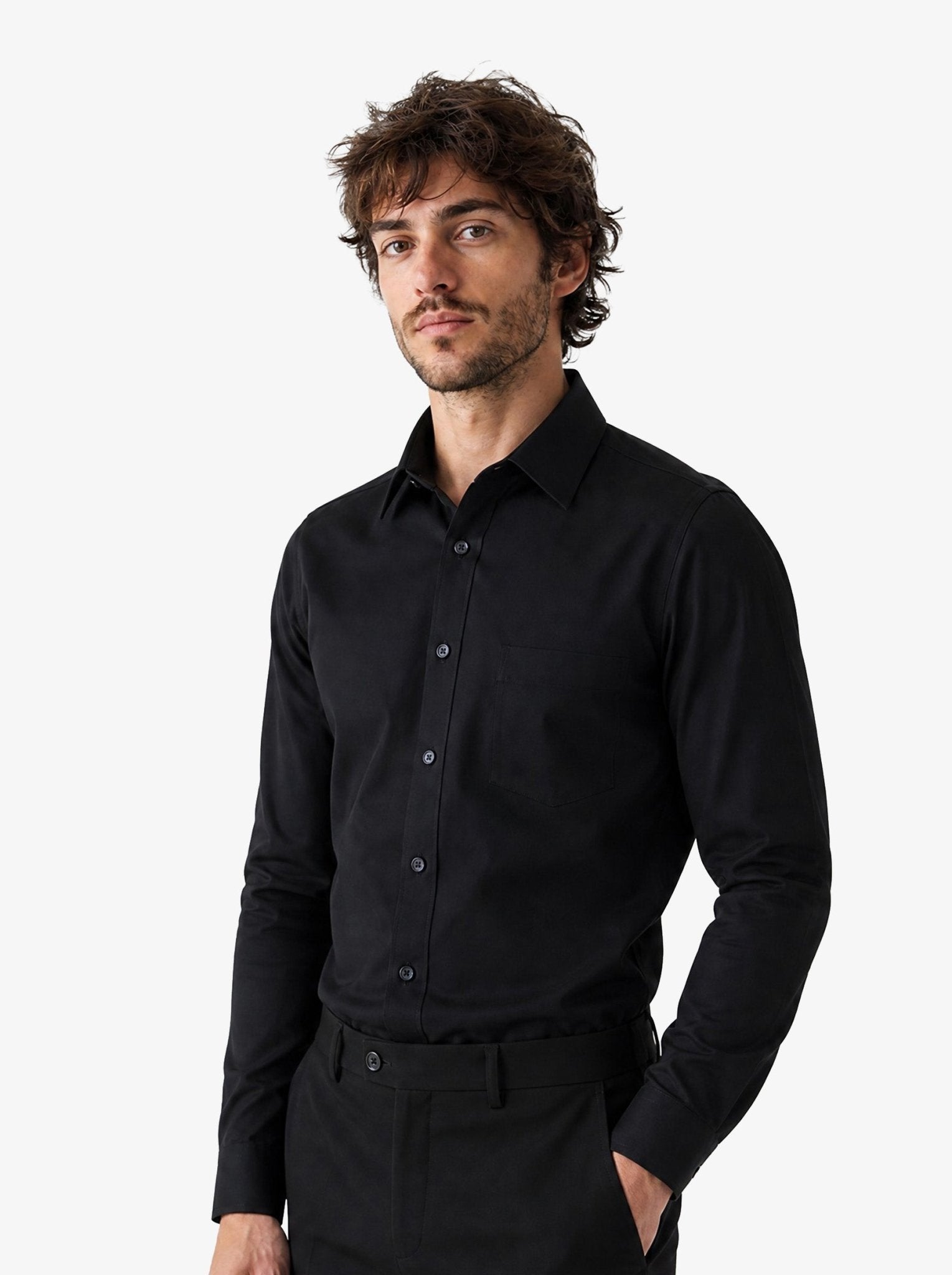 Manchester Camisa de Vestir Lisa Poliéster y Algodón Manga Larga - Manchester