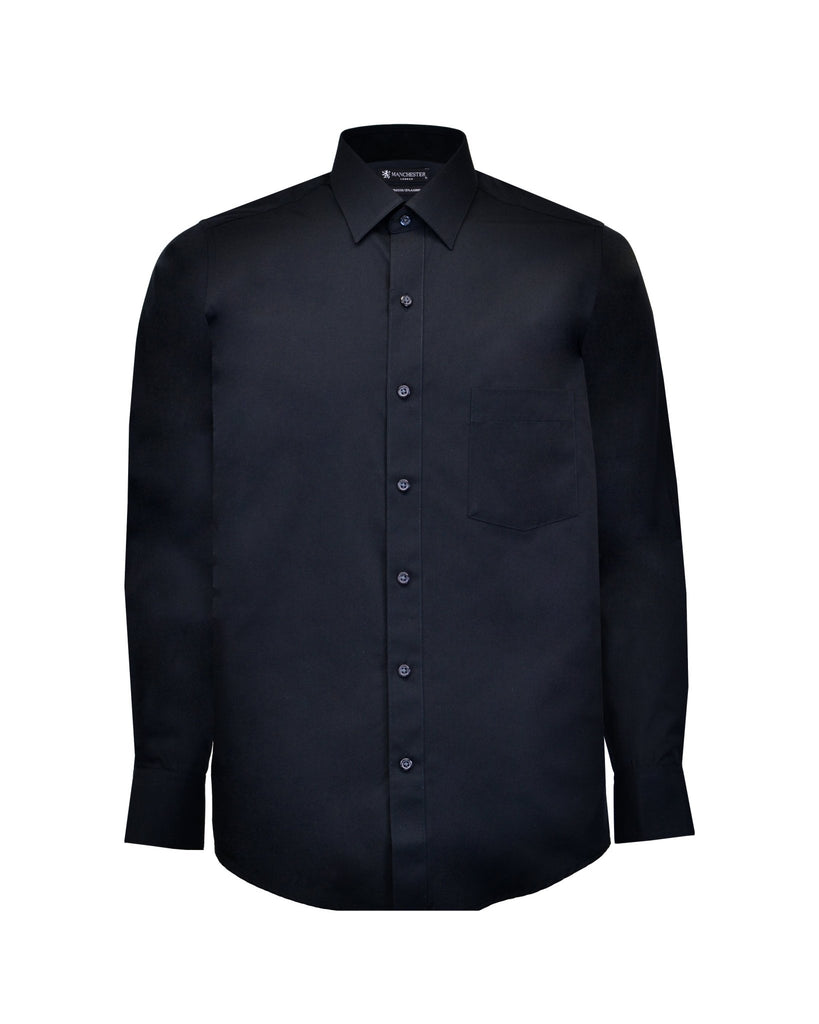 Manchester Camisa de Vestir Lisa Poliéster y Algodón Manga Larga - Manchester