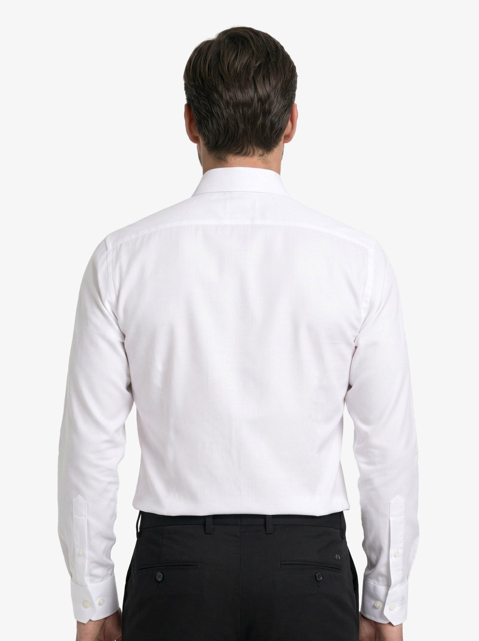 Manchester Camisa de Vestir Lisa Poliéster y Algodón Manga Larga color blanco para hombre