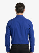 Manchester Camisa de Vestir Lisa Poliéster y Algodón Manga Larga color marino para hombre