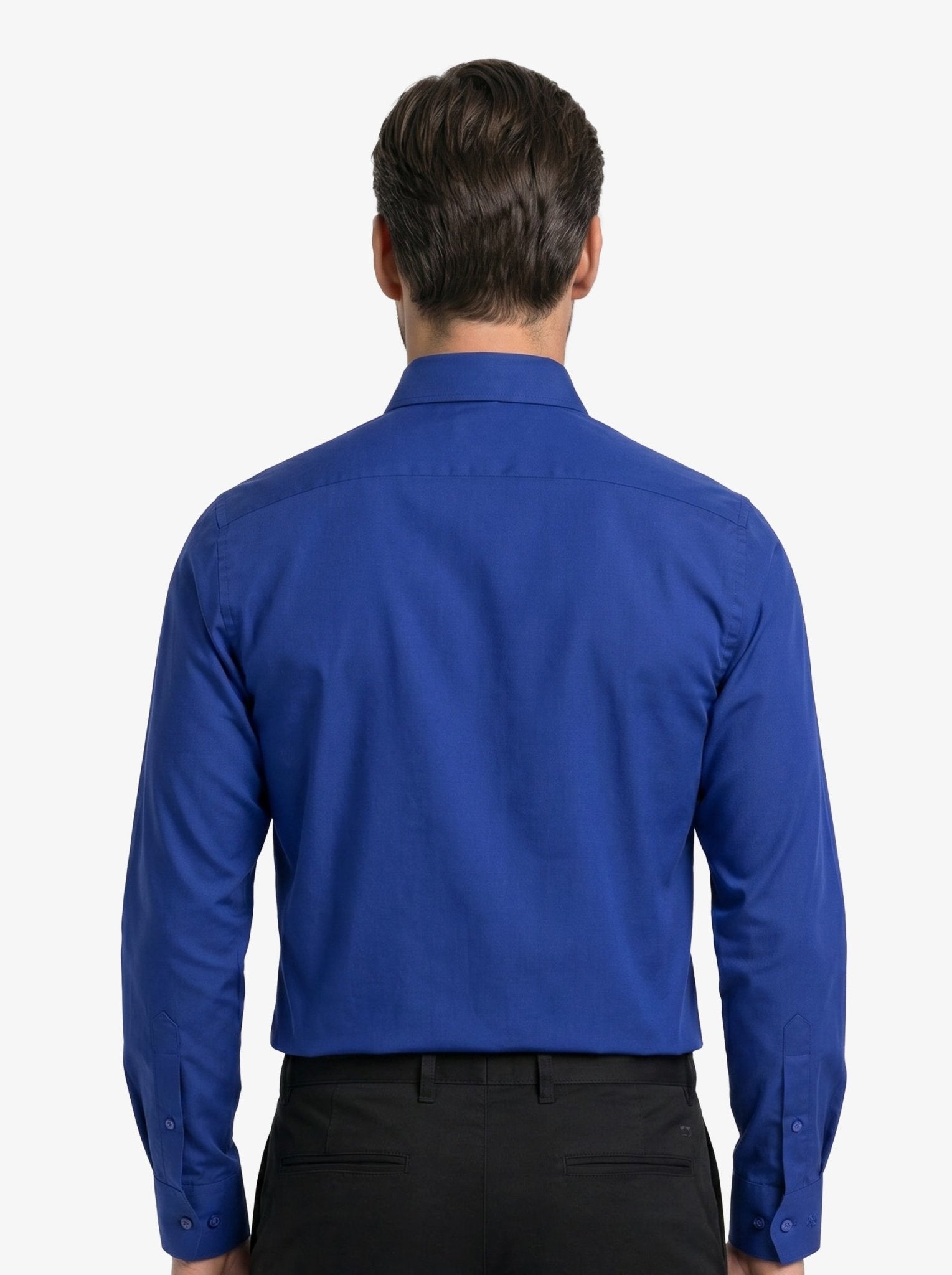 Manchester Camisa de Vestir Lisa Poliéster y Algodón Manga Larga color marino para hombre
