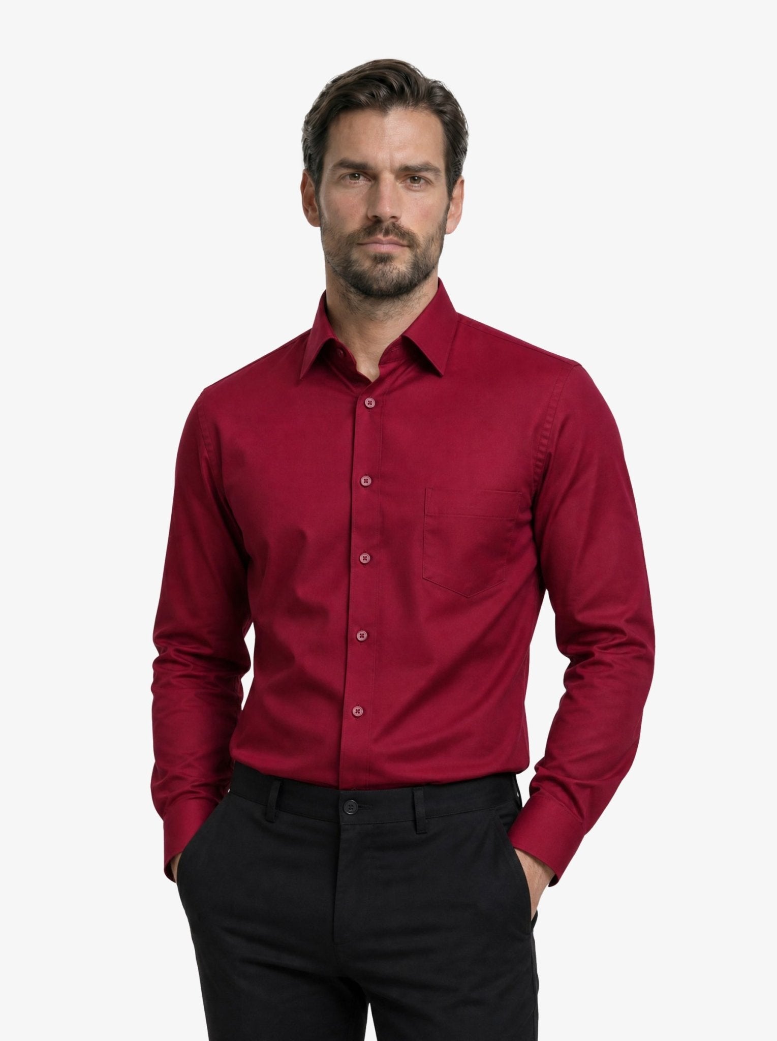 Manchester Camisa de Vestir Lisa Poliéster y Algodón Manga Larga - Manchester