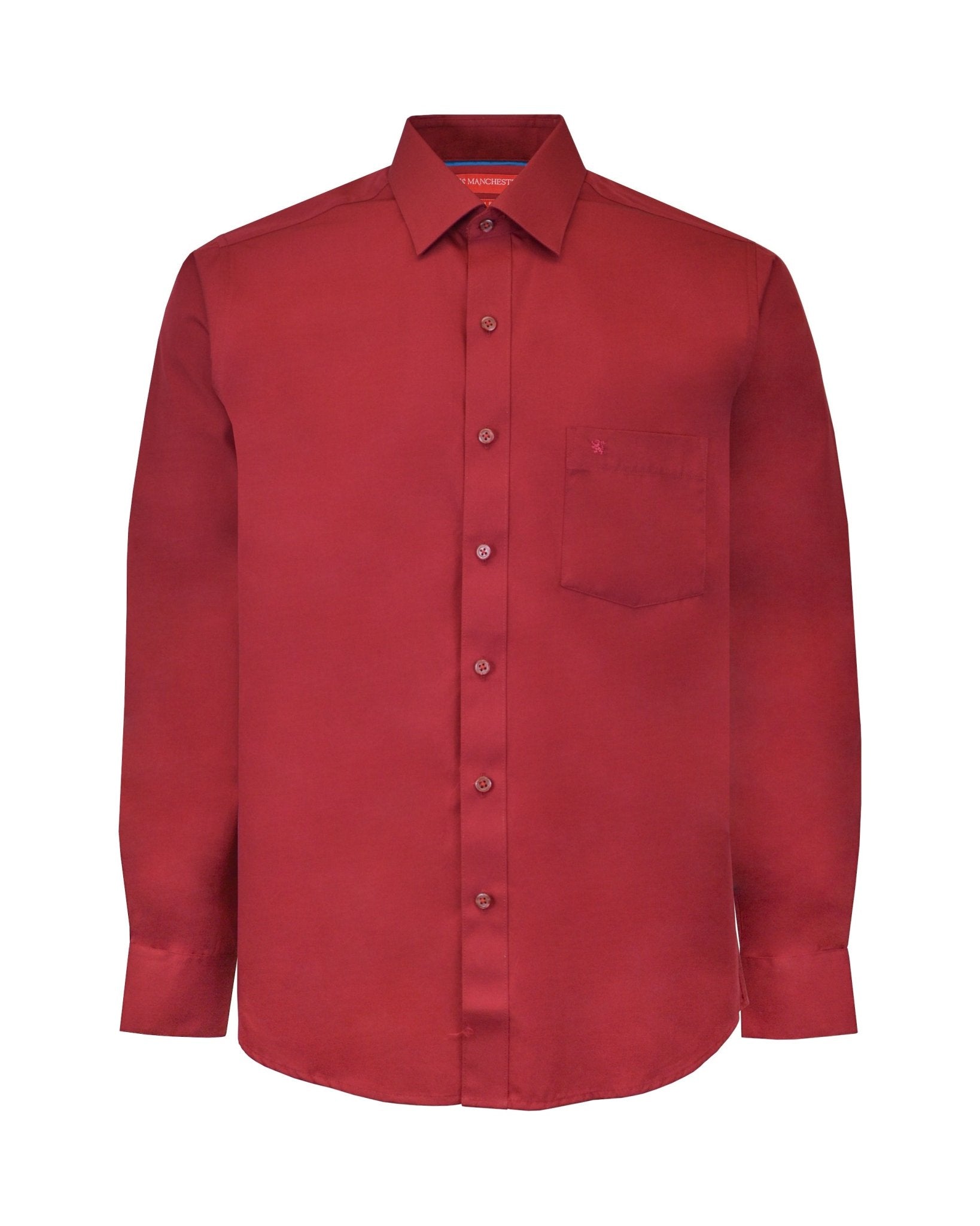 Manchester Camisa de Vestir Lisa Slim Fit con Puño Convertible y Un Bolsillo Mezcla Algodón - Manchester