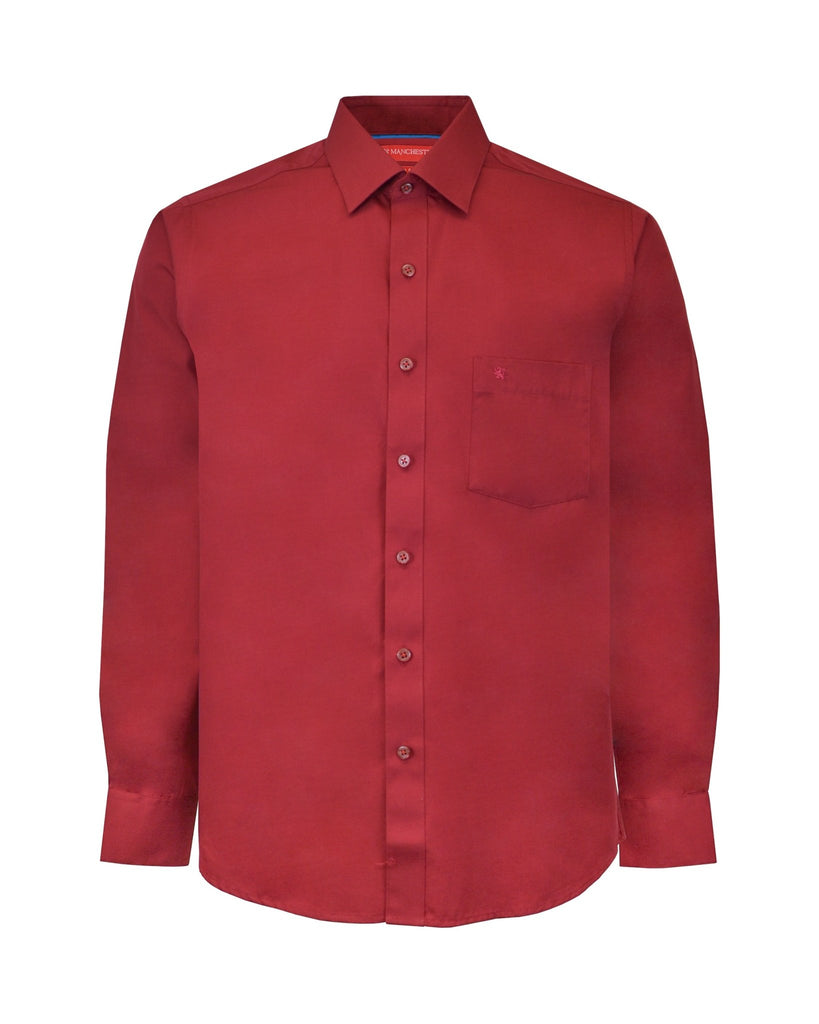 Manchester Camisa de Vestir Lisa Slim Fit con Puño Convertible y Un Bolsillo Mezcla Algodón - Manchester