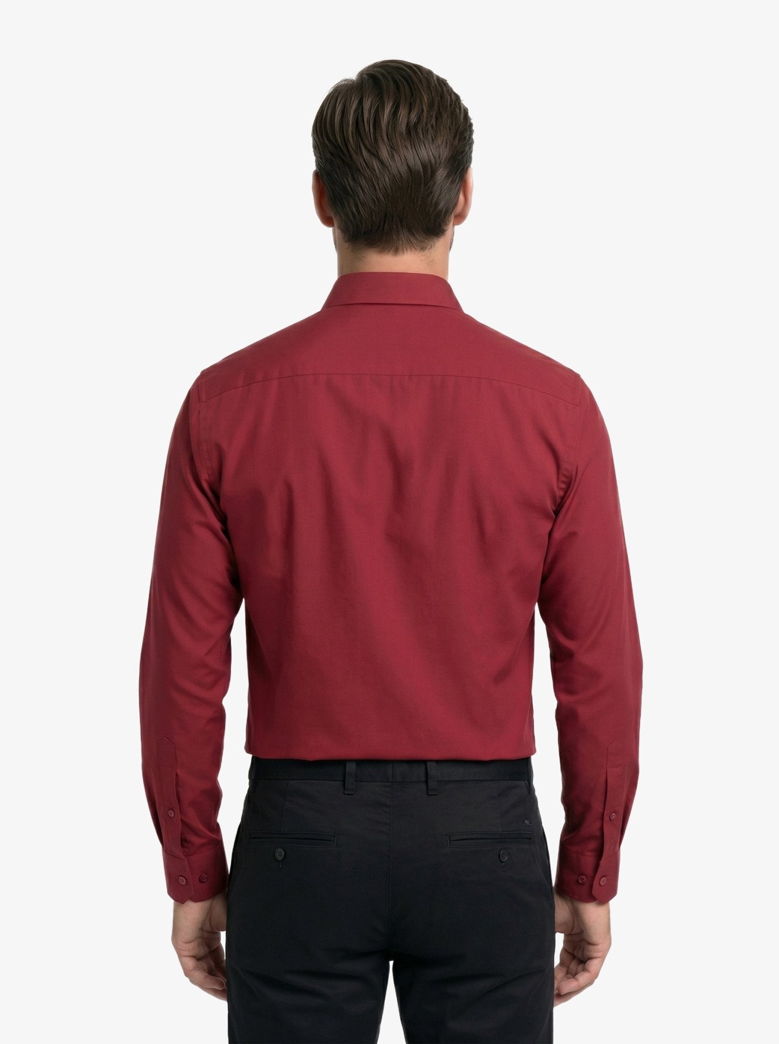 Manchester Camisa de Vestir Lisa Slim Fit con Puño Convertible y Un Bolsillo Mezcla Algodón - Manchester