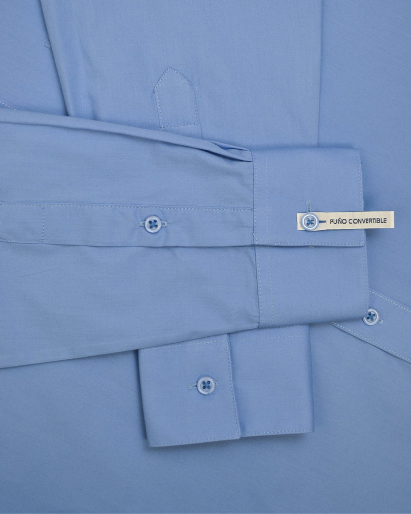 Manchester Camisa de Vestir Lisa Slim Fit con Puño Convertible y Un Bolsillo Mezcla Algodón - Manchester