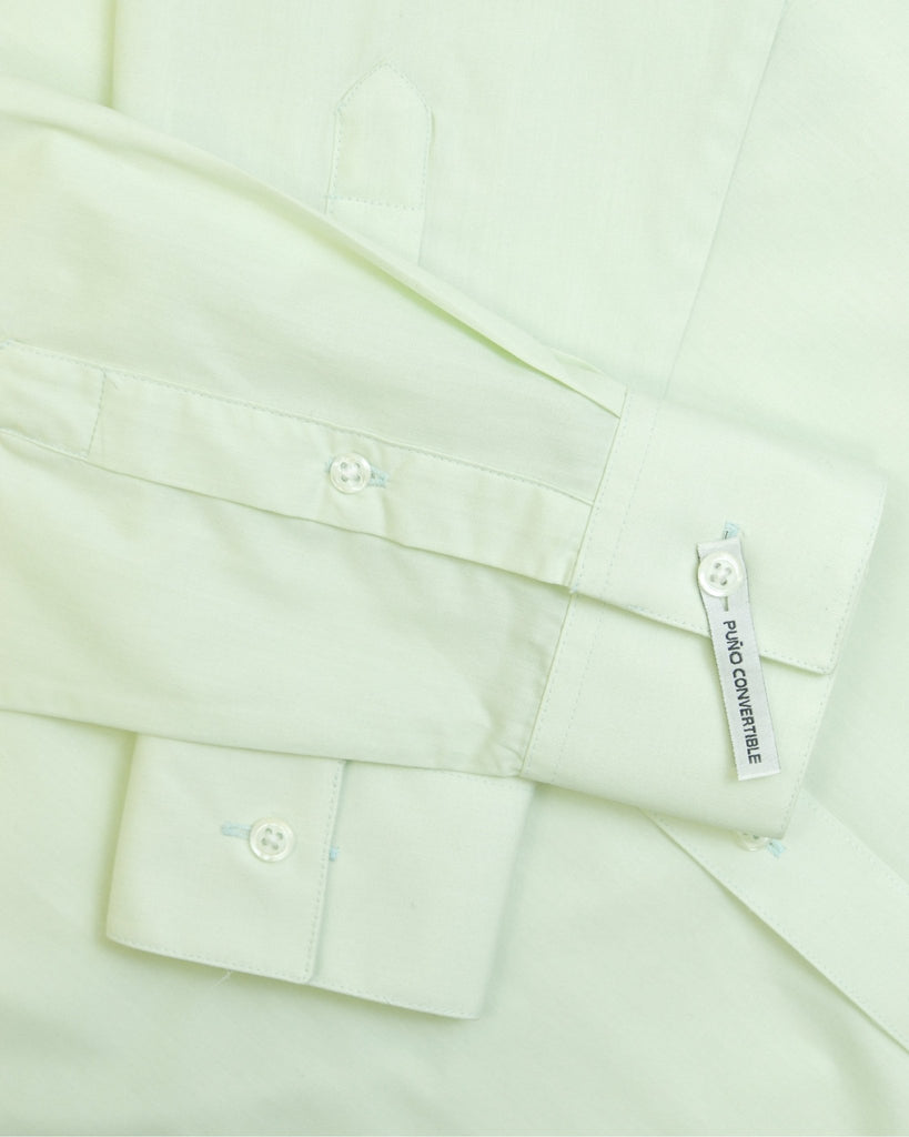 Manchester Camisa de Vestir Lisa Slim Fit con Puño Convertible y Un Bolsillo Mezcla Algodón - Manchester