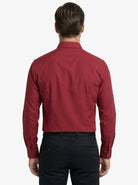 Manchester Camisa de Vestir Lisa Slim Fit con Puño Convertible y Un Bolsillo Mezcla Algodón color vino para hombre