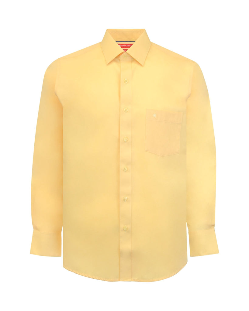 Manchester Camisa de Vestir Lisa Slim Fit con Puño Convertible y Un Bolsillo Mezcla Algodón - Manchester