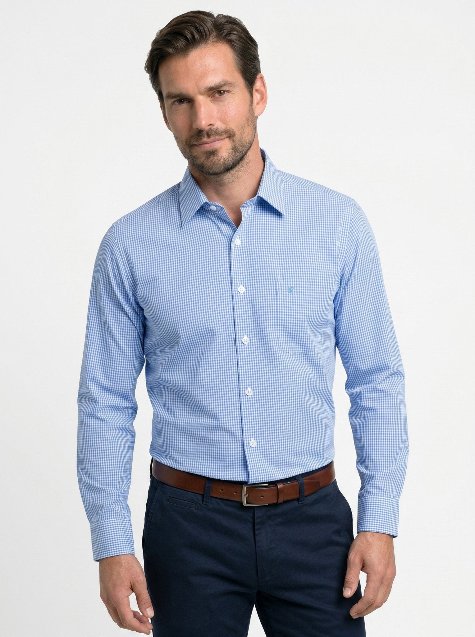 Manchester Camisa de Vestir Microcuadro Slim Fit - Manchester