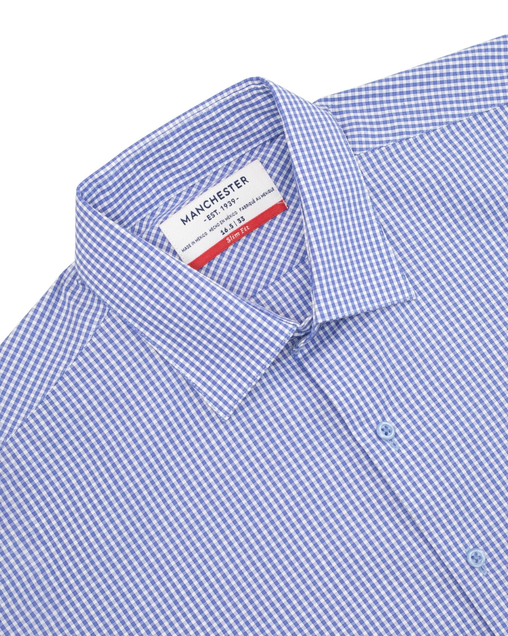 Manchester Camisa de Vestir Microcuadro Slim Fit - Manchester
