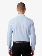 Manchester Camisa de Vestir Regular Fit a Rayas color celeste para hombre