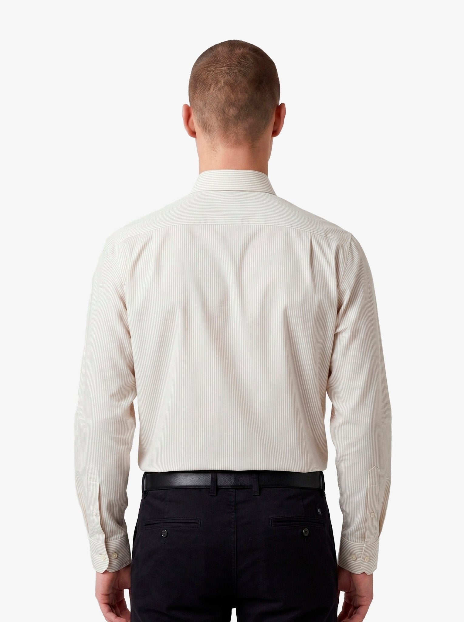 Manchester Camisa de Vestir Regular Fit a Rayas color beige para hombre