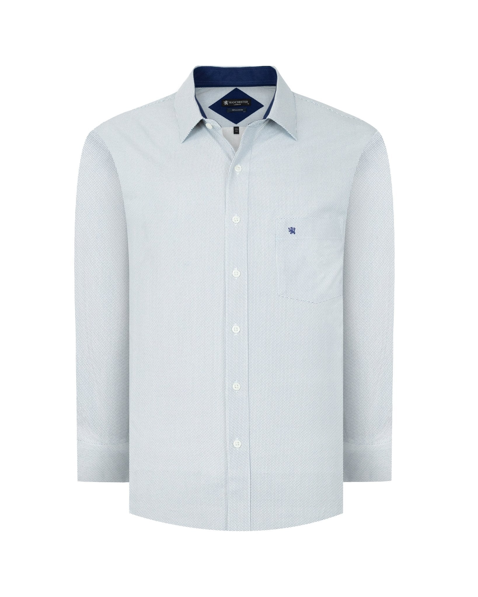 Manchester Camisa de Vestir Regular Fit con Diseño de Círculos Pequeños en Algodón y Puño Convertible - Manchester
