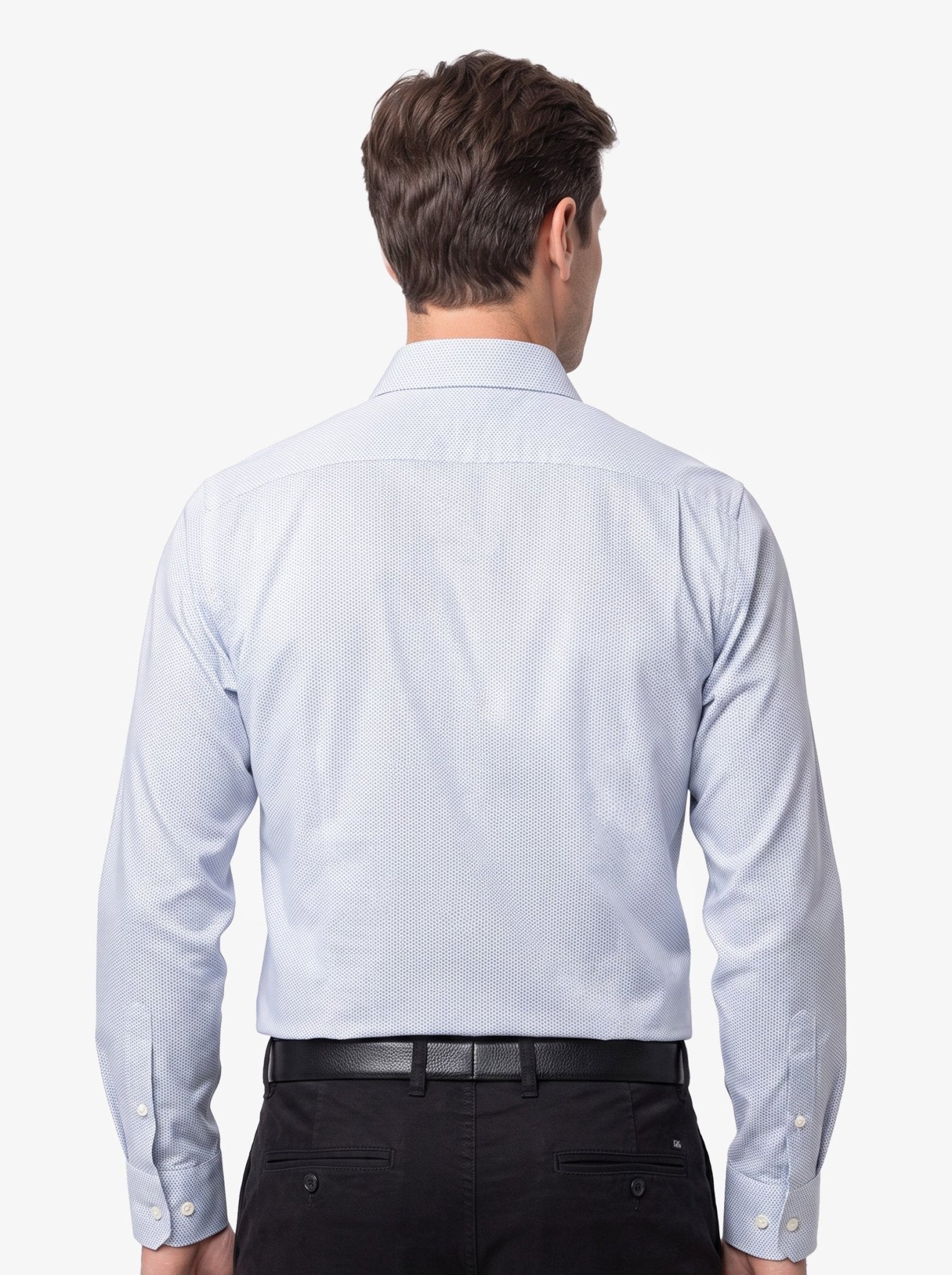 Manchester Camisa de Vestir Regular Fit con Diseño de Círculos Pequeños en Algodón y Puño Convertible - Manchester
