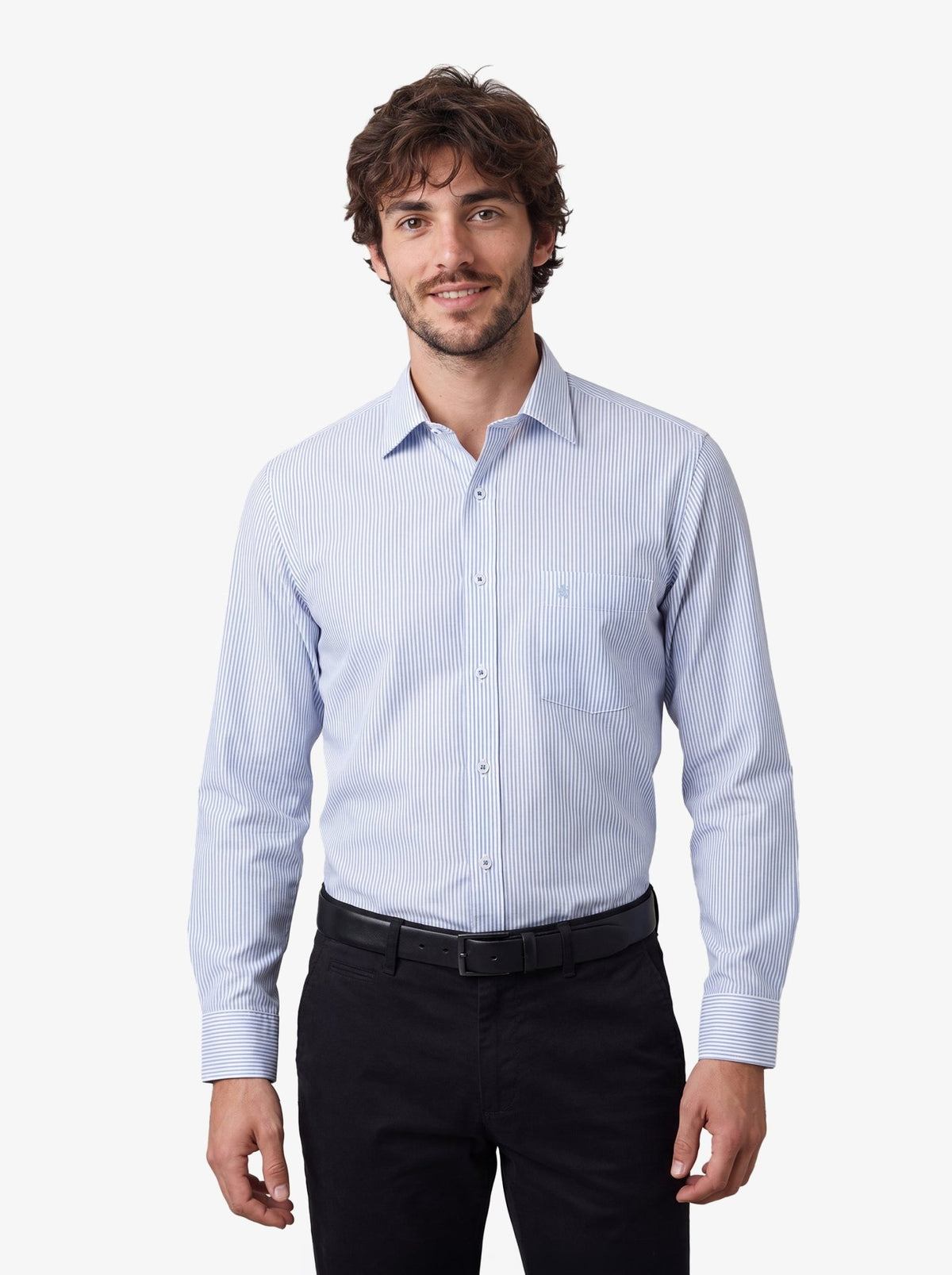 Manchester Camisa de Vestir Regular Fit con Rayas en Algodón y Poliéster - Manchester