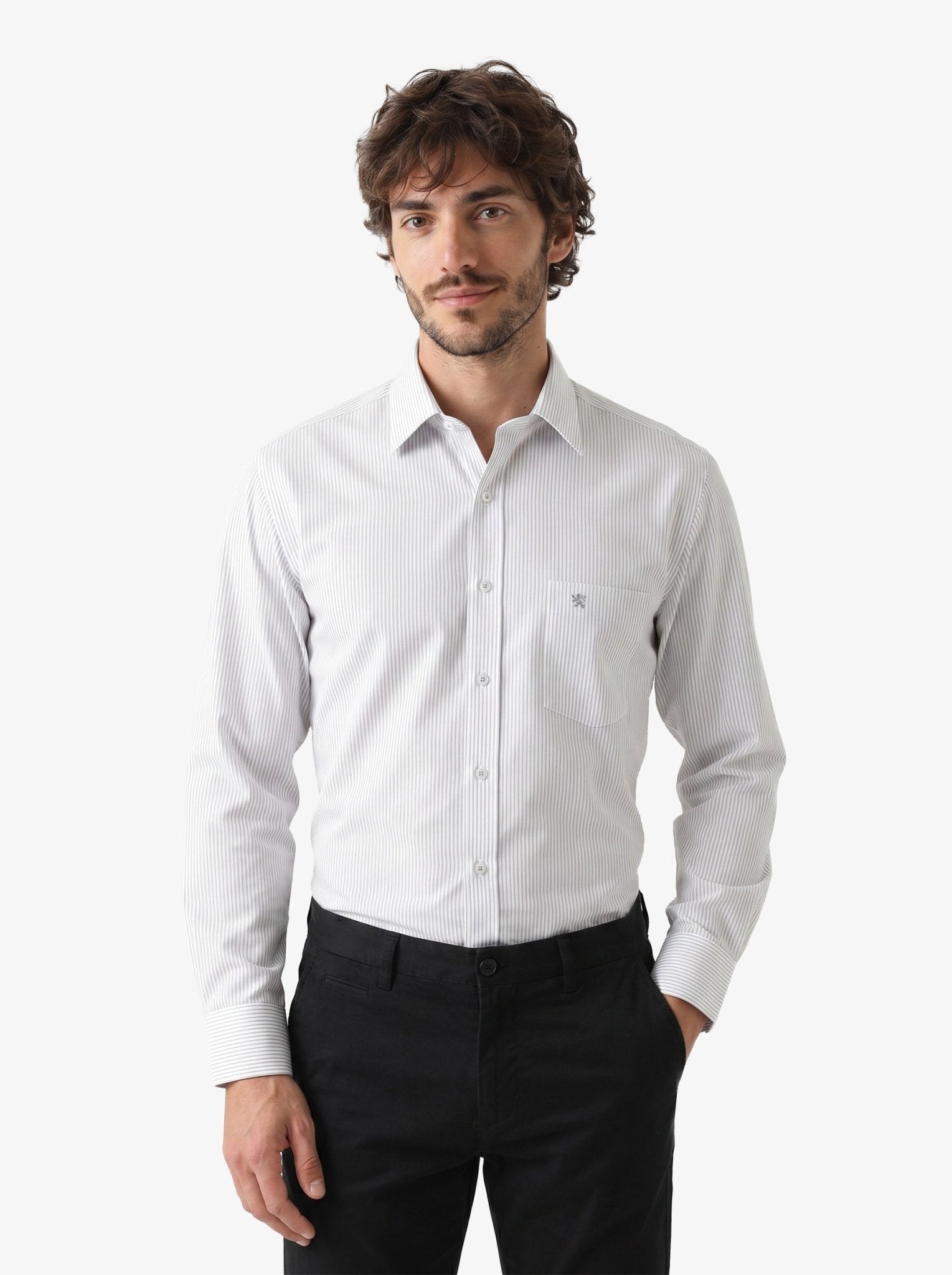 Manchester Camisa de Vestir Regular Fit con Rayas en Algodón y Poliéster - Manchester