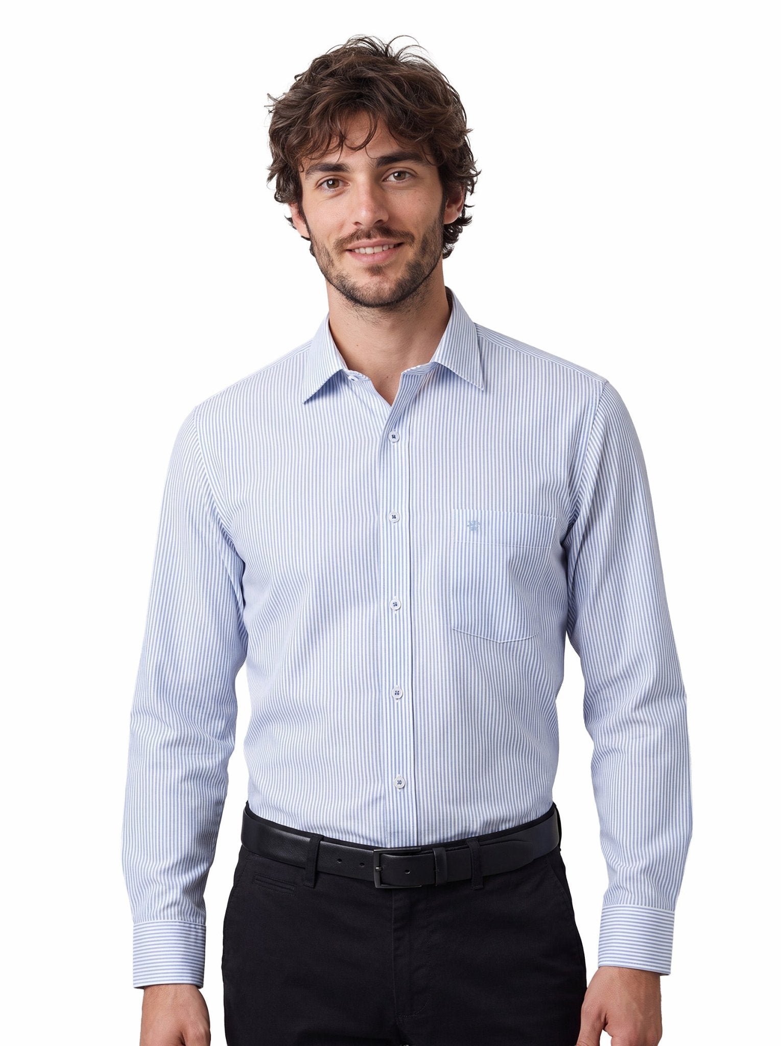 Manchester Camisa de Vestir Regular Fit con Rayas en Algodón y Poliéster - Manchester