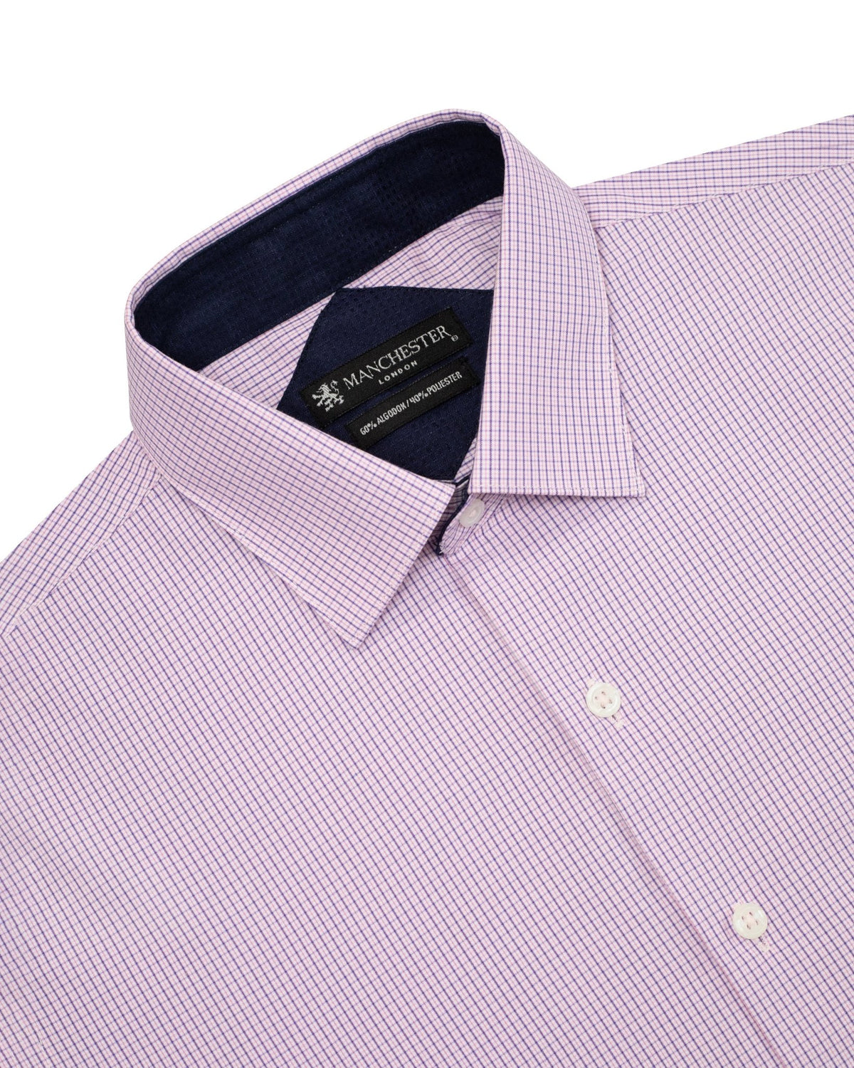 Manchester Camisa de Vestir Regular Fit Estampado de Cuadros Pequeños en Algodón-Poliéster - Manchester