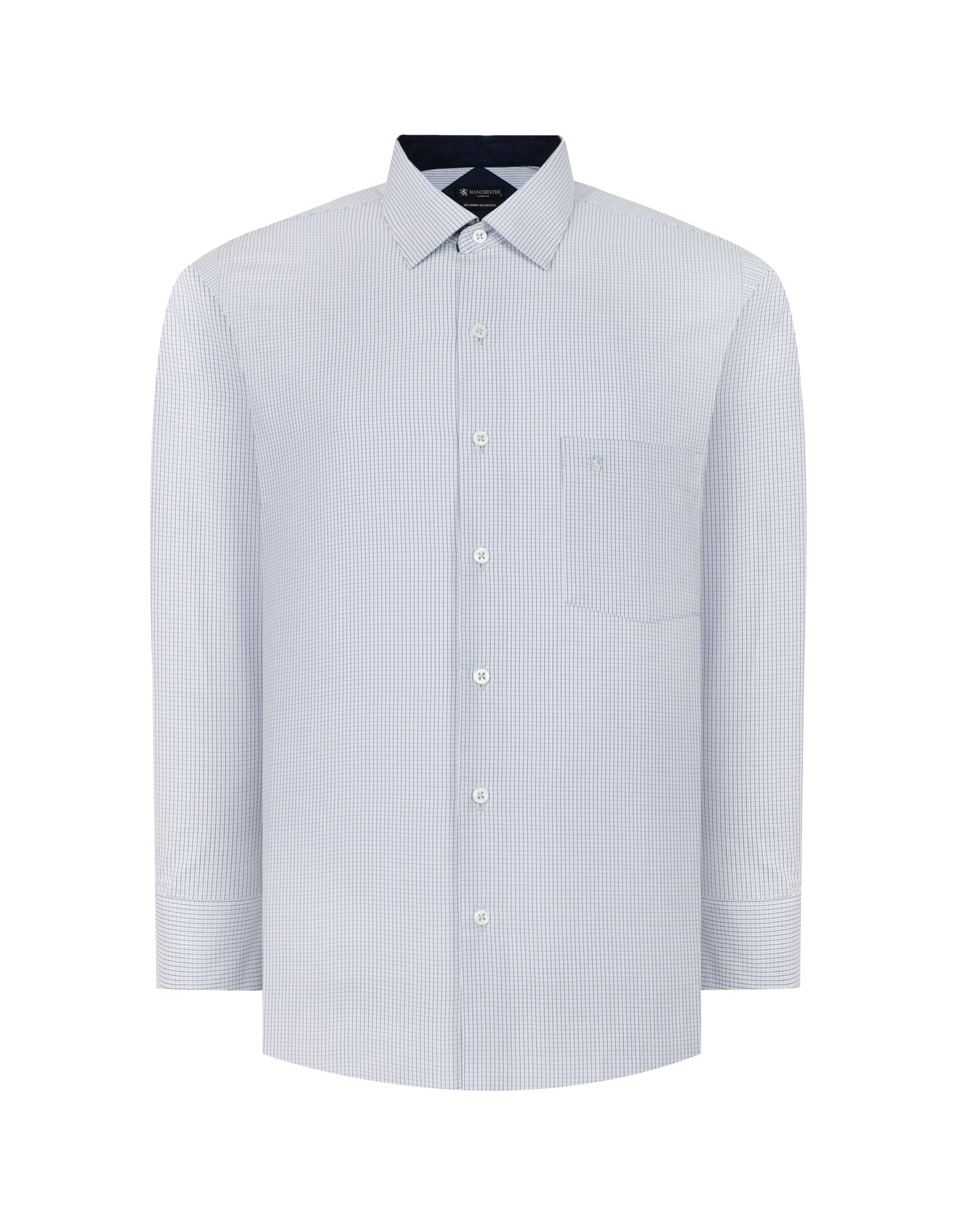 Manchester Camisa de Vestir Regular Fit Estampado de Cuadros Pequeños en Algodón-Poliéster - Manchester