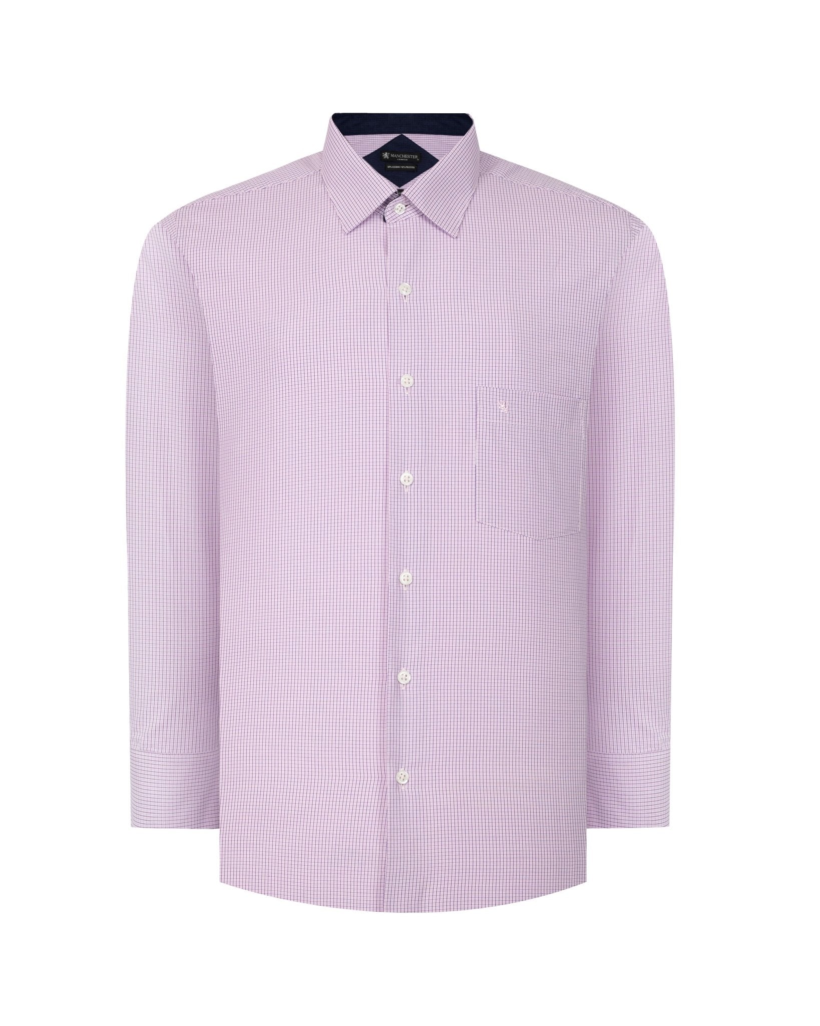 Manchester Camisa de Vestir Regular Fit Estampado de Cuadros Pequeños en Algodón-Poliéster - Manchester