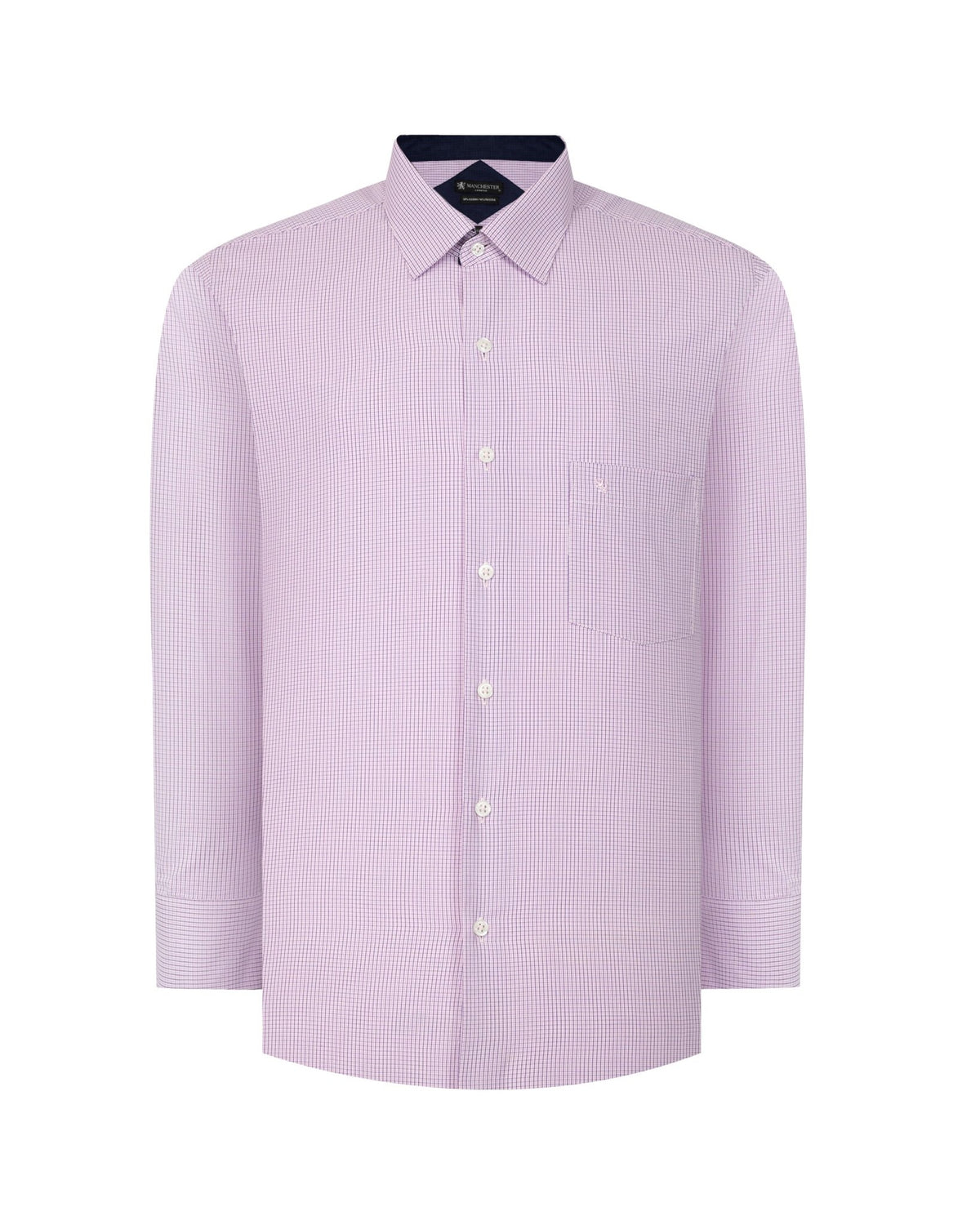 Manchester Camisa de Vestir Regular Fit Estampado de Cuadros Pequeños en Algodón-Poliéster - Manchester