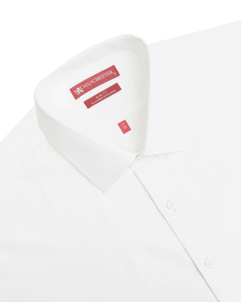 Manchester Camisa de Vestir Slim Fit con Cuello Ajustable y Puño Convertible de Algodón y Poliéster - Manchester