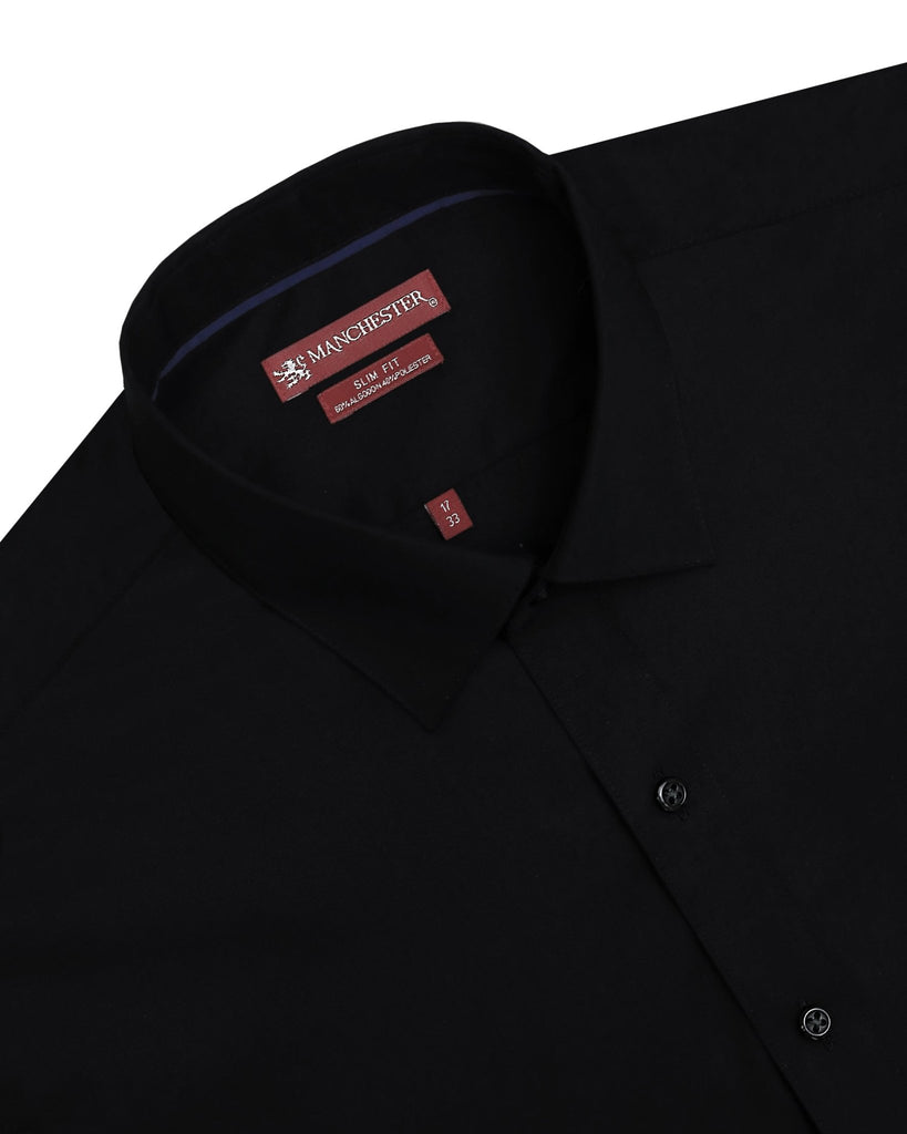 Manchester Camisa de Vestir Slim Fit con Cuello Ajustable y Puño Convertible de Algodón y Poliéster - Manchester