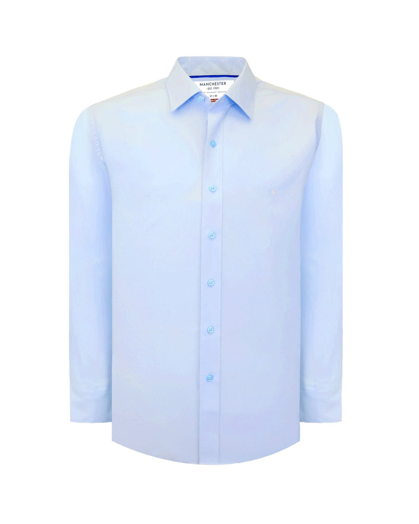 Manchester Camisa de Vestir Slim Fit con Cuello Ajustable y Puño Convertible de Algodón y Poliéster - Manchester
