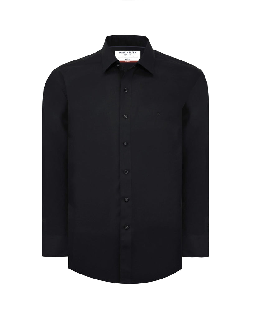 Manchester Camisa de Vestir Slim Fit con Cuello Ajustable y Puño Convertible de Algodón y Poliéster - Manchester