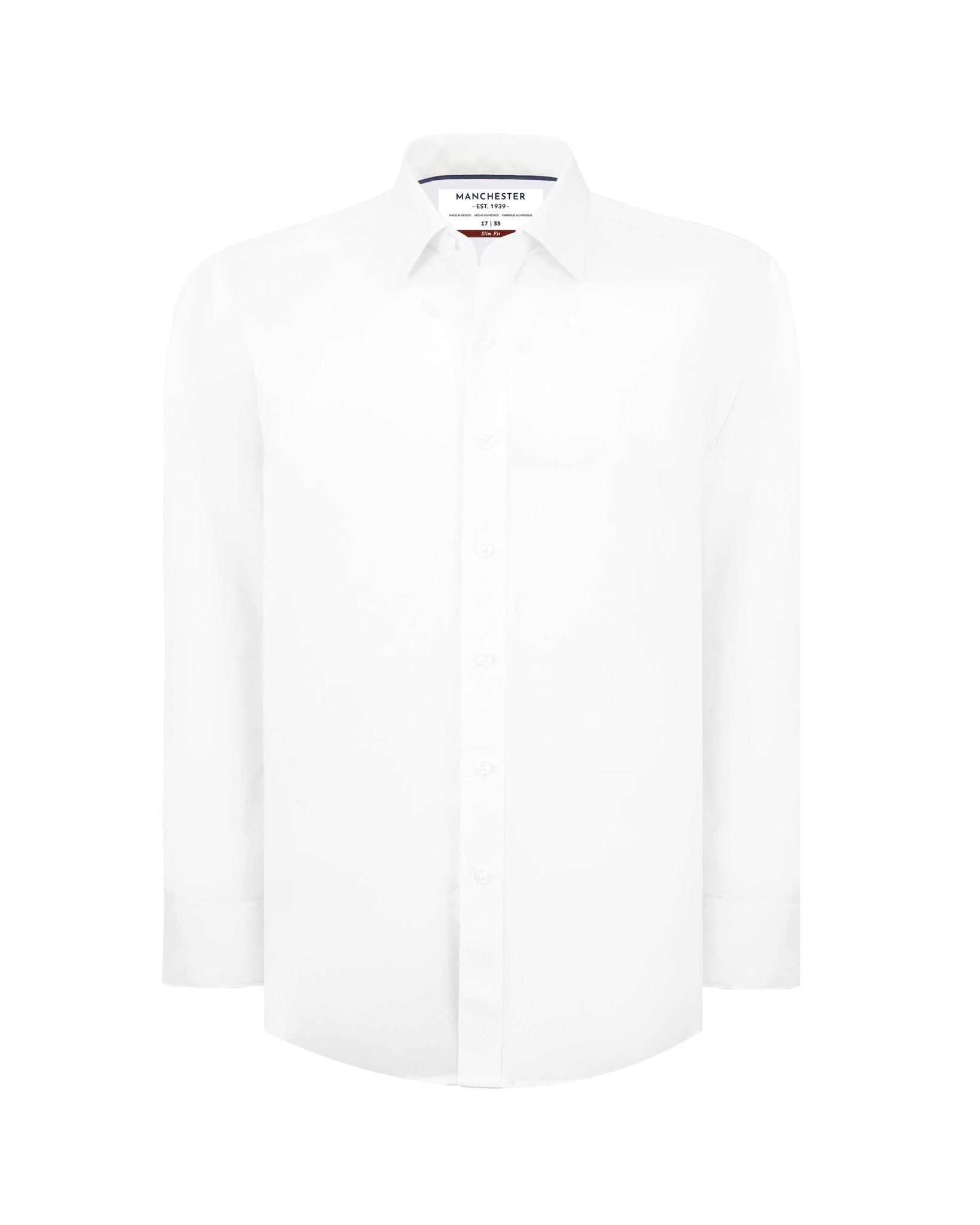 Manchester Camisa de Vestir Slim Fit con Cuello Ajustable y Puño Convertible de Algodón y Poliéster - Manchester