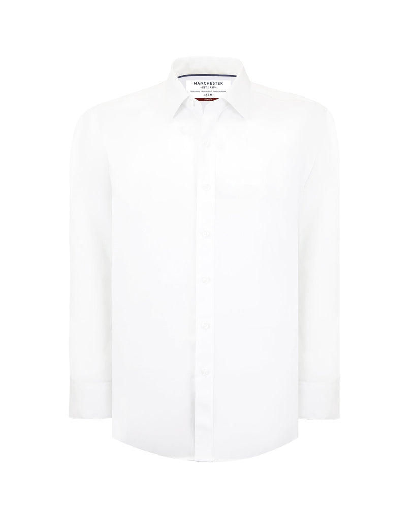 Manchester Camisa de Vestir Slim Fit con Cuello Ajustable y Puño Convertible de Algodón y Poliéster - Manchester