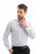Manchester Camisa de Vestir Slim Fit con Cuello Ajustable y Puño Convertible de Algodón y Poliéster color azul para hombre