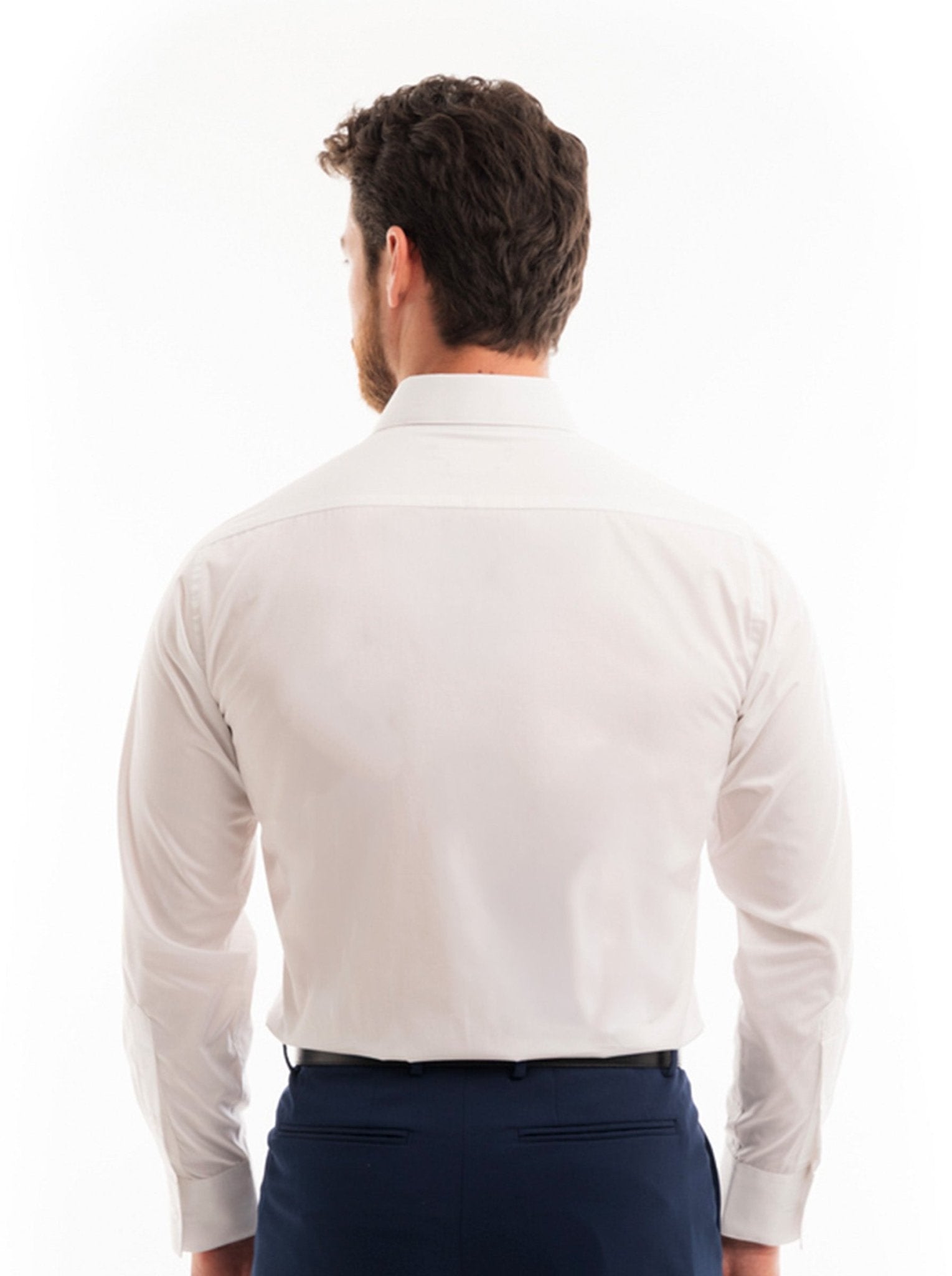 Manchester Camisa de Vestir Slim Fit con Cuello Ajustable y Puño Convertible de Algodón y Poliéster color azul para hombre