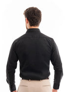 Manchester Camisa de Vestir Slim Fit con Cuello Ajustable y Puño Convertible de Algodón y Poliéster color negro para hombre