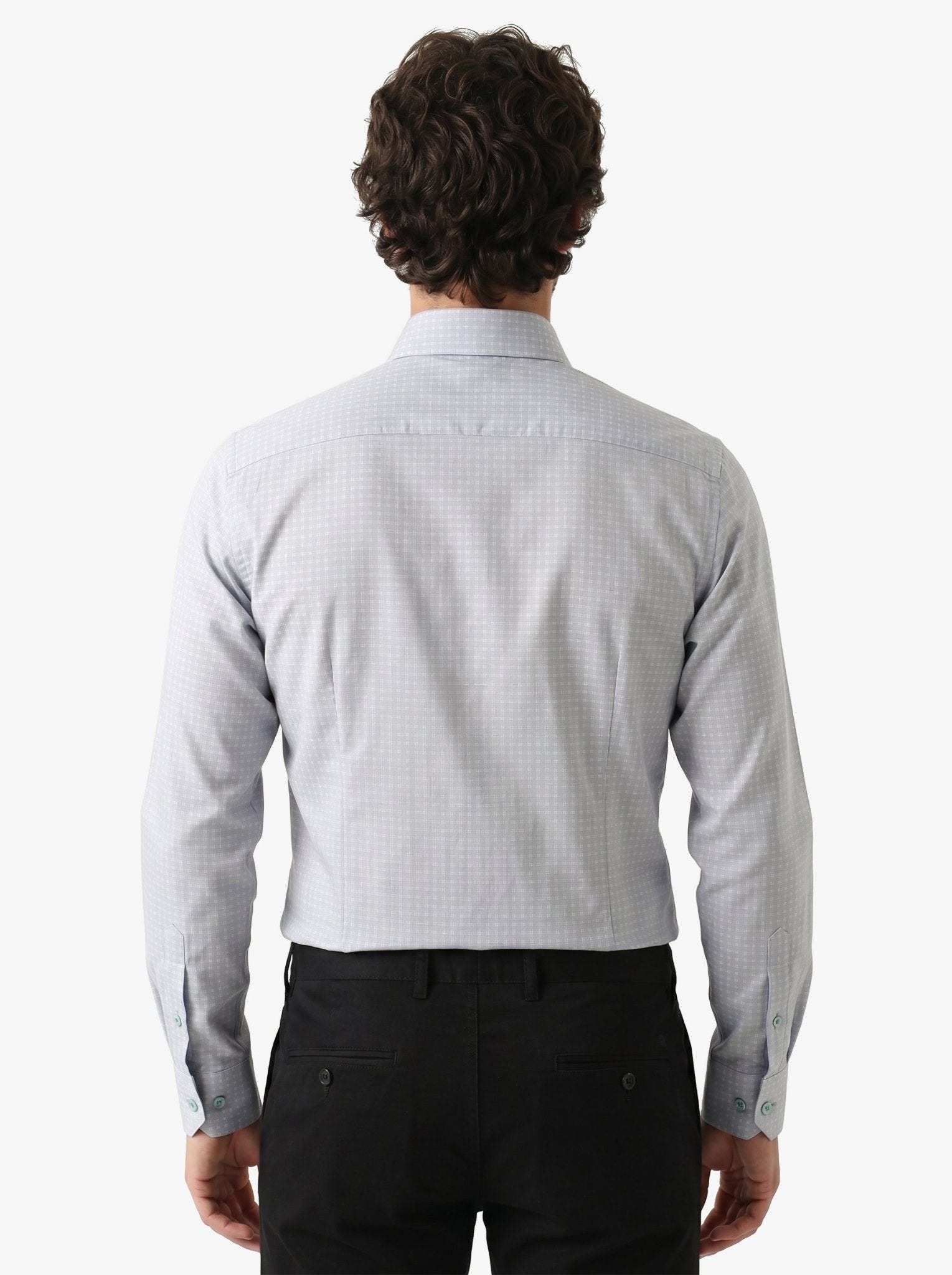 Manchester Camisa de Vestir Slim Fit Cuadrados Sutiles Manga Larga color gris para hombre