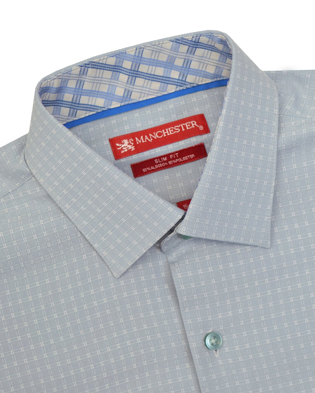 Manchester Camisa de Vestir Slim Fit Cuadrados Sutiles Manga Larga - Manchester