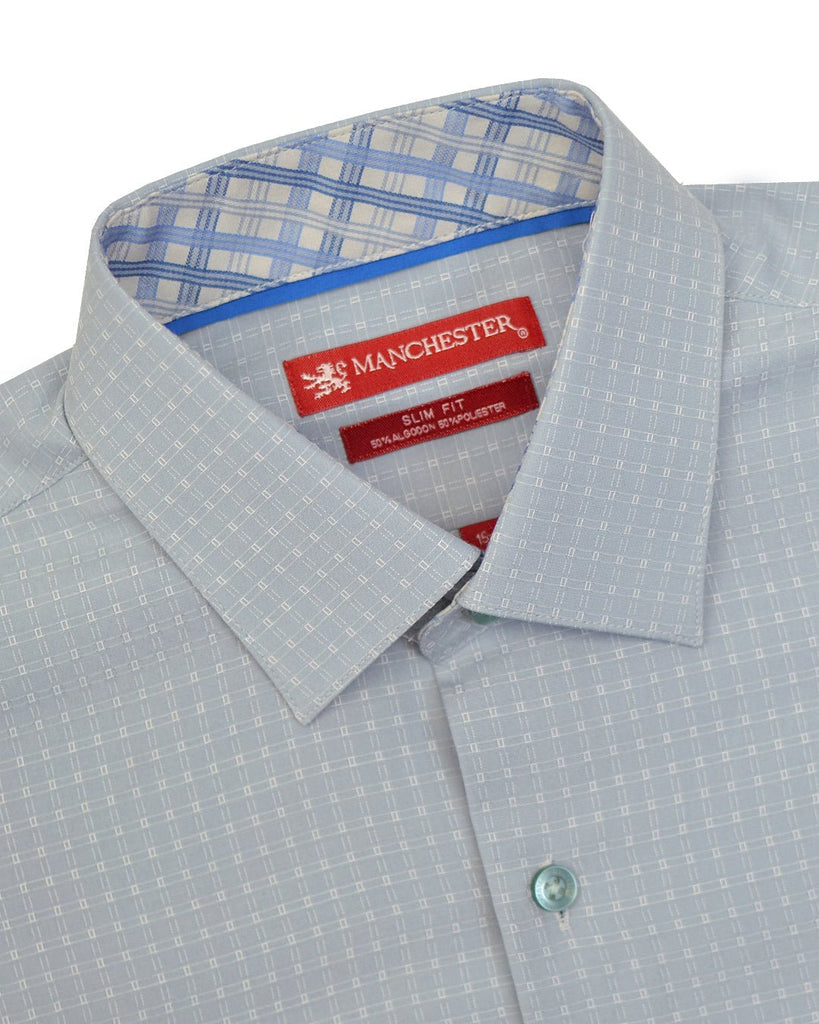Manchester Camisa de Vestir Slim Fit Cuadrados Sutiles Manga Larga - Manchester