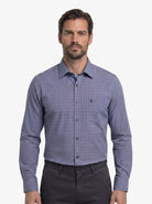 Manchester Camisa de Vestir Slim Fit Cuadros Sutiles Algodón y Poliéster Manga Larga - Manchester