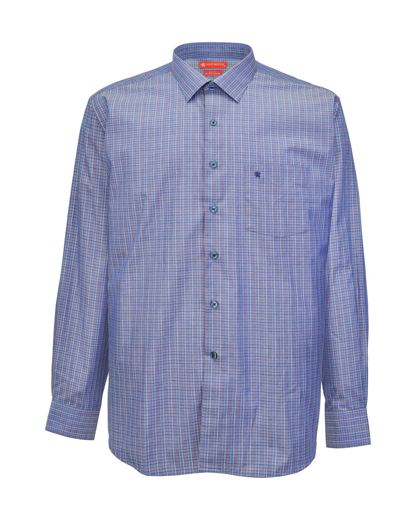 Manchester Camisa de Vestir Slim Fit Cuadros Sutiles Algodón y Poliéster Manga Larga - Manchester