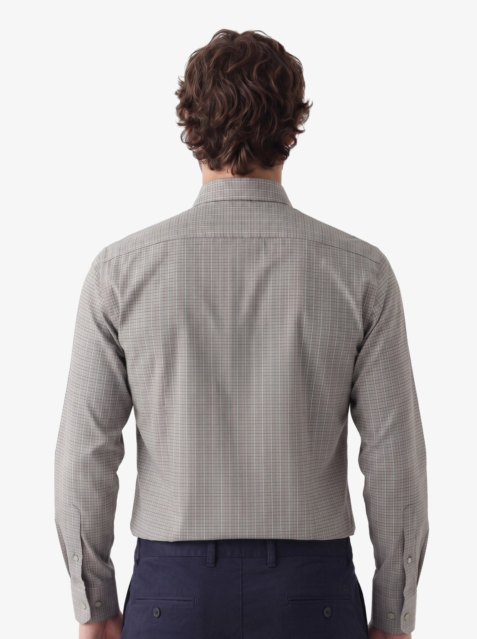 Manchester Camisa de Vestir Slim Fit Cuadros Sutiles Algodón y Poliéster Manga Larga color gris para hombre
